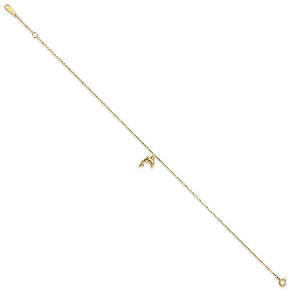 14k Dolphin Charm Dangle Plus Extender - Total Anklet