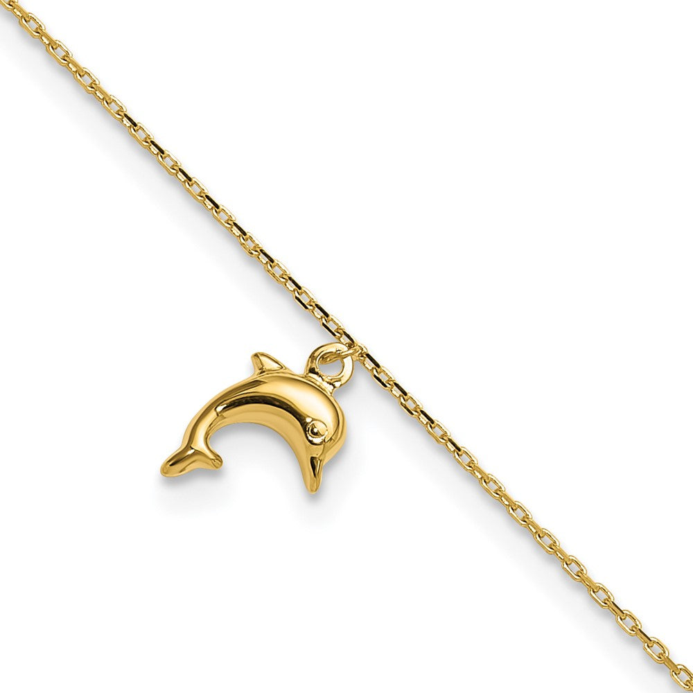 14k Dolphin Charm with Extension Anklet