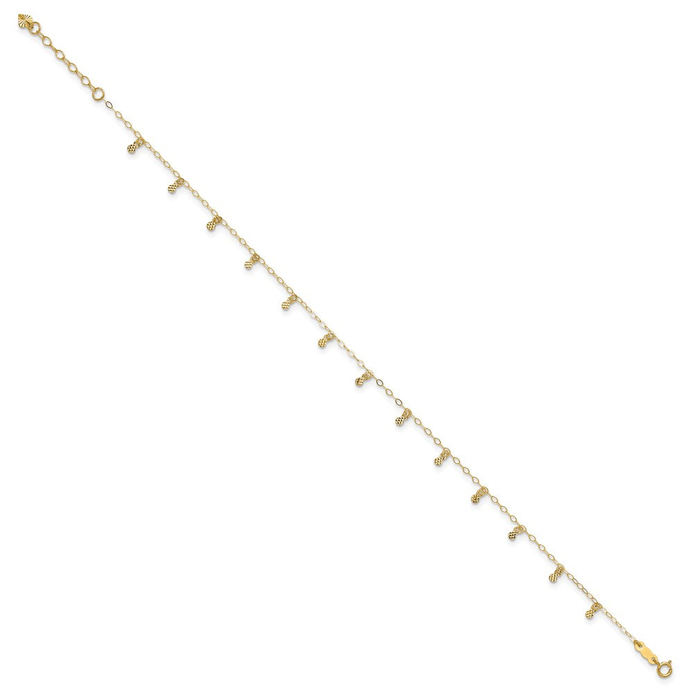 14K Oval Chain Diamond Cut Dots plus Ext Anklet