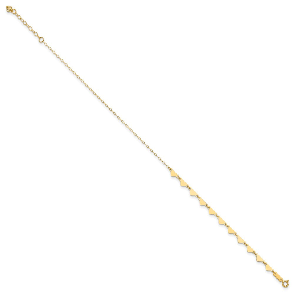 14K Hearts and Oval Links Anklet Plus Heart Dangle Extender