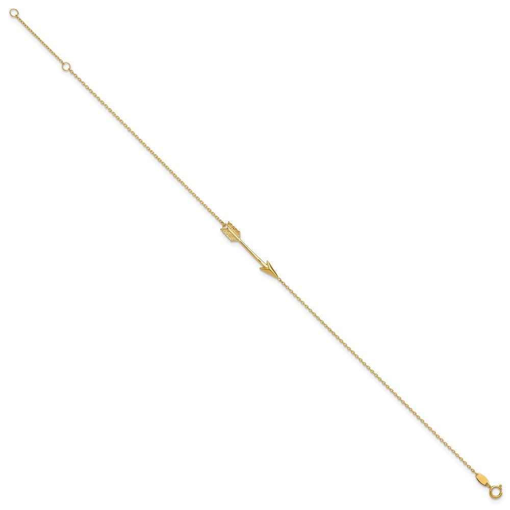 14K Polished Arrow Anklet Plus Extender