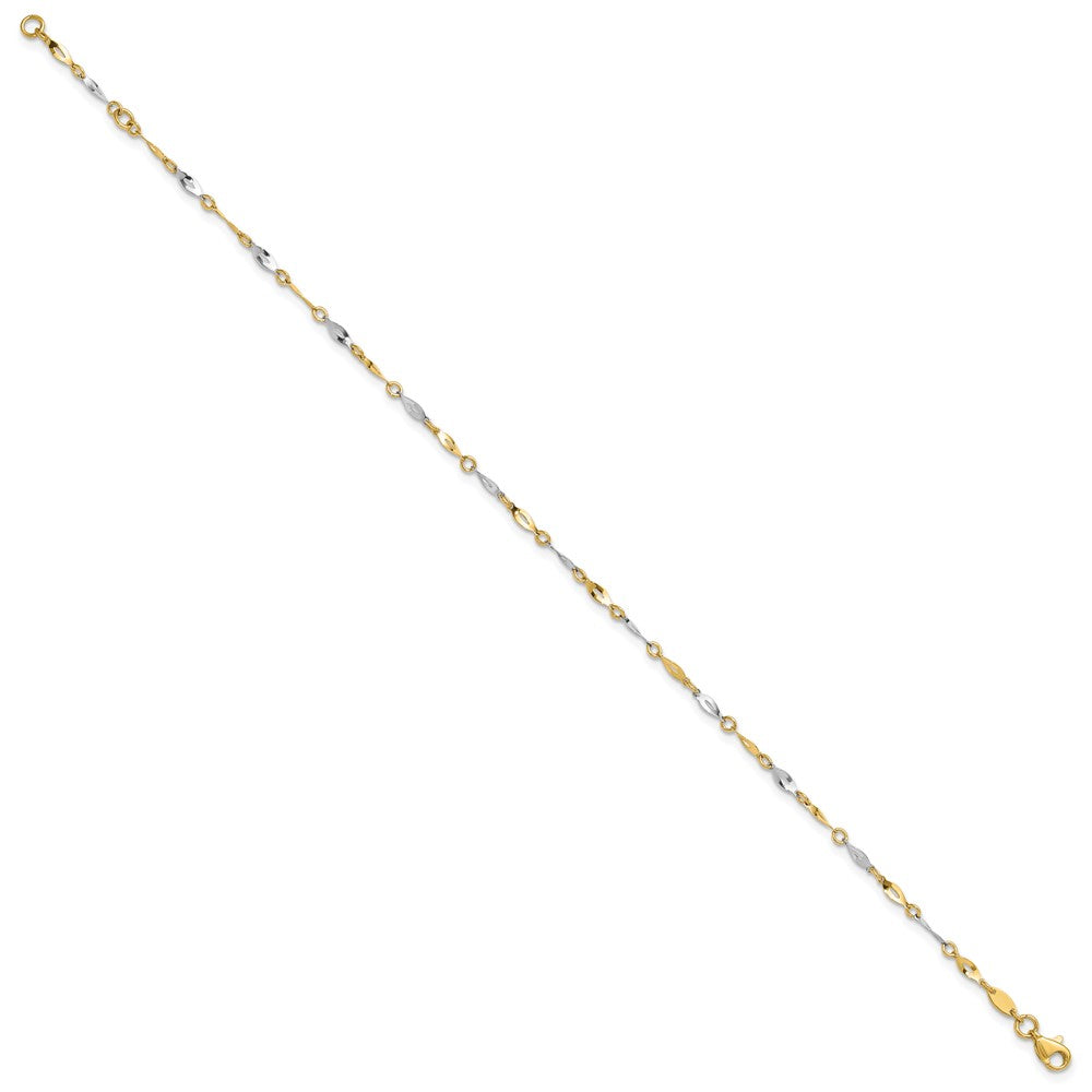 14K Two-Tone Polished Twisted Link Plus Extender - Total Anklet