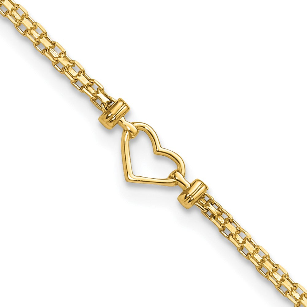 14k Polished Open-Heart Anklet