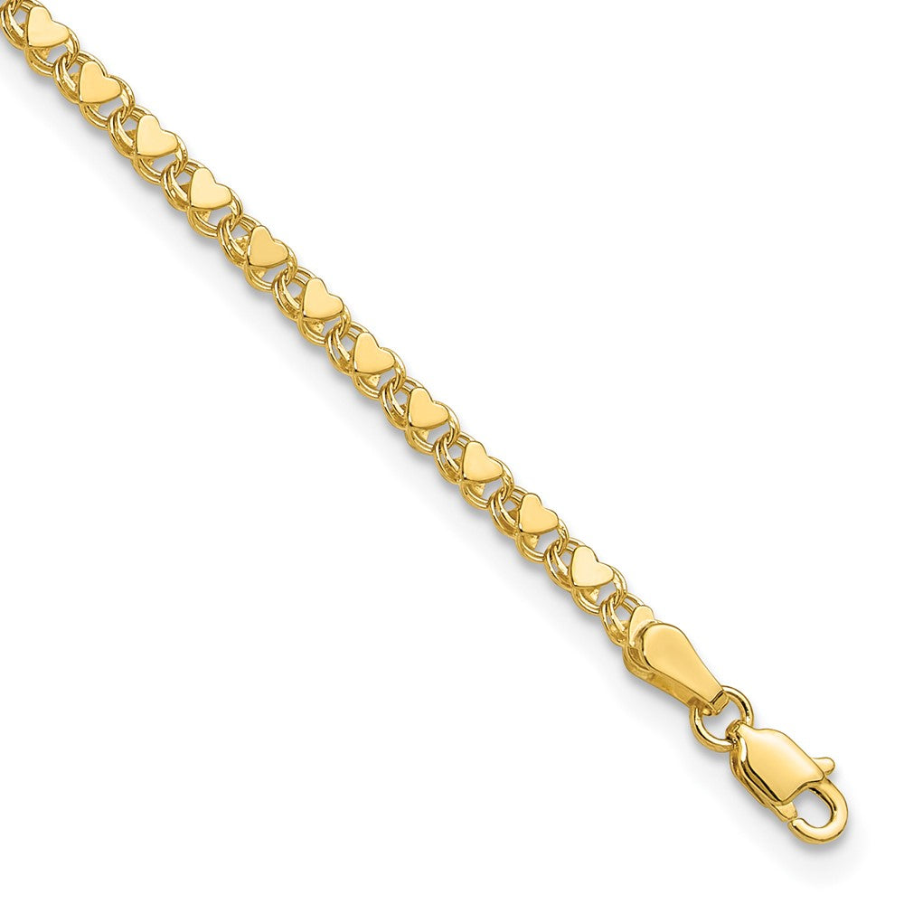 14k Polished Double-Sided Heart Anklet