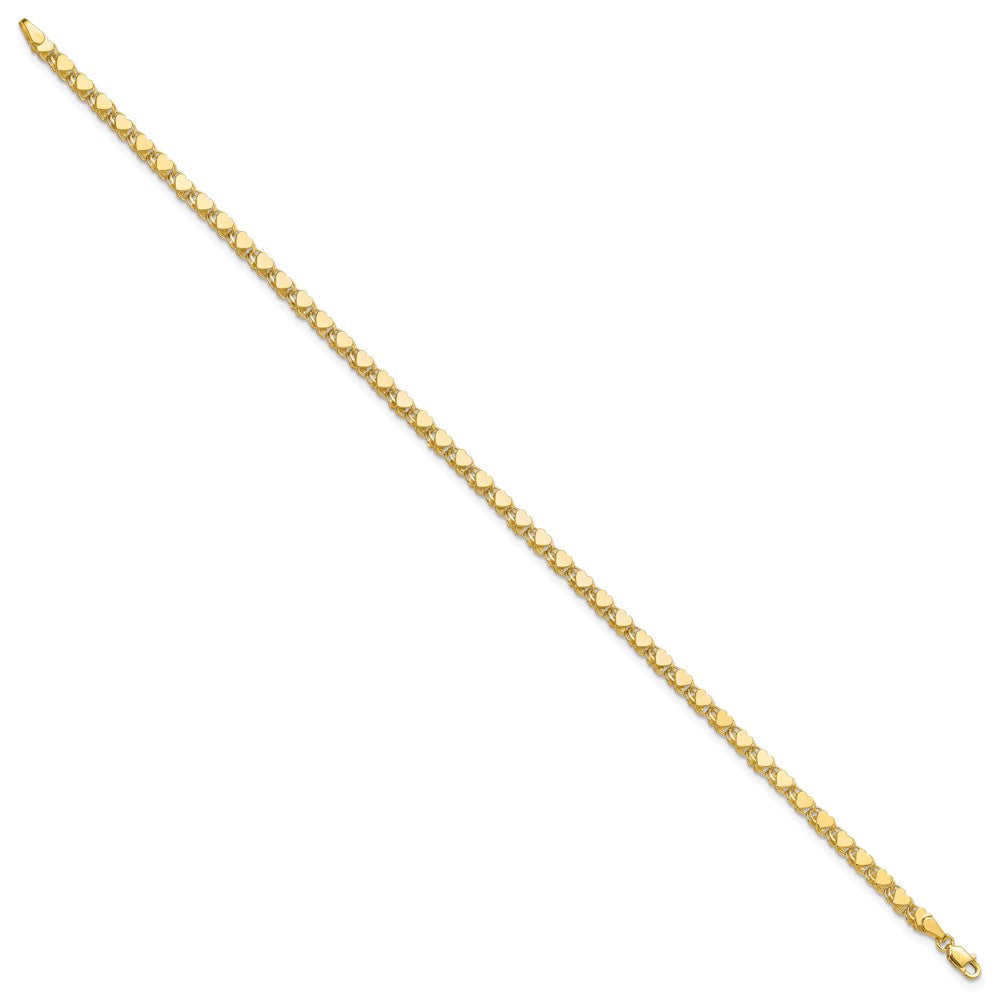 14k Polished Double-Sided Hearts Double Link Anklet