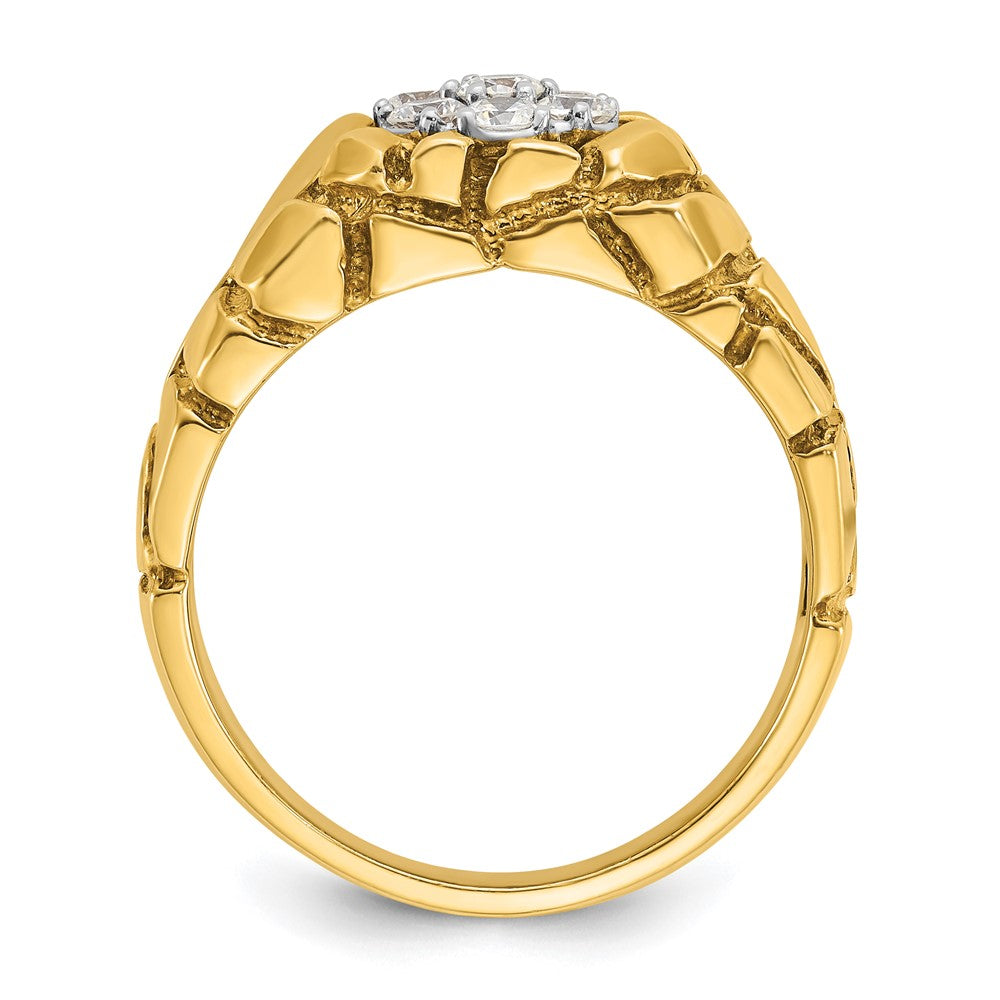 IBGoodman 14k Two-Tone 1/2 carat Lab Grown Diamond VS/SI+ G+ Complete Men's Textured Cluster Nugget Ring