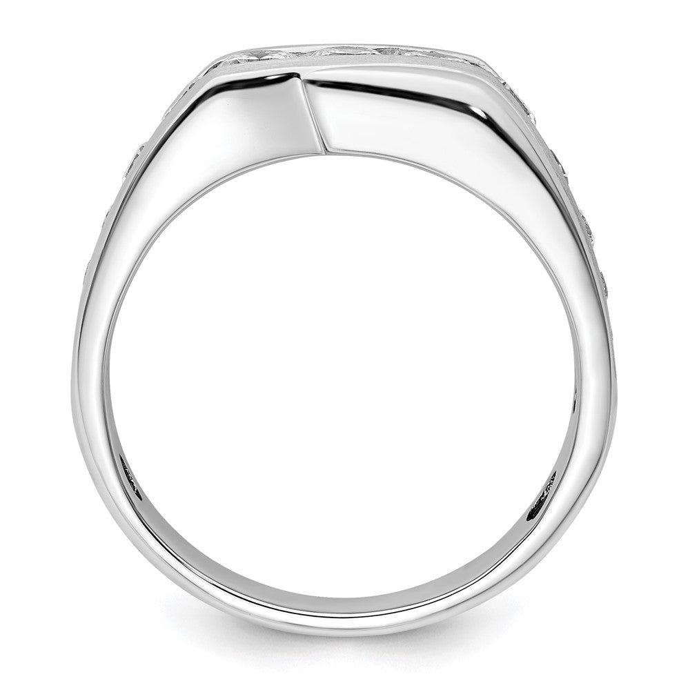 IBGoodman 14k White Gold 1 3/8 carat Lab Grown Diamond VS/SI+ G+ Complete Satin Men's Ring