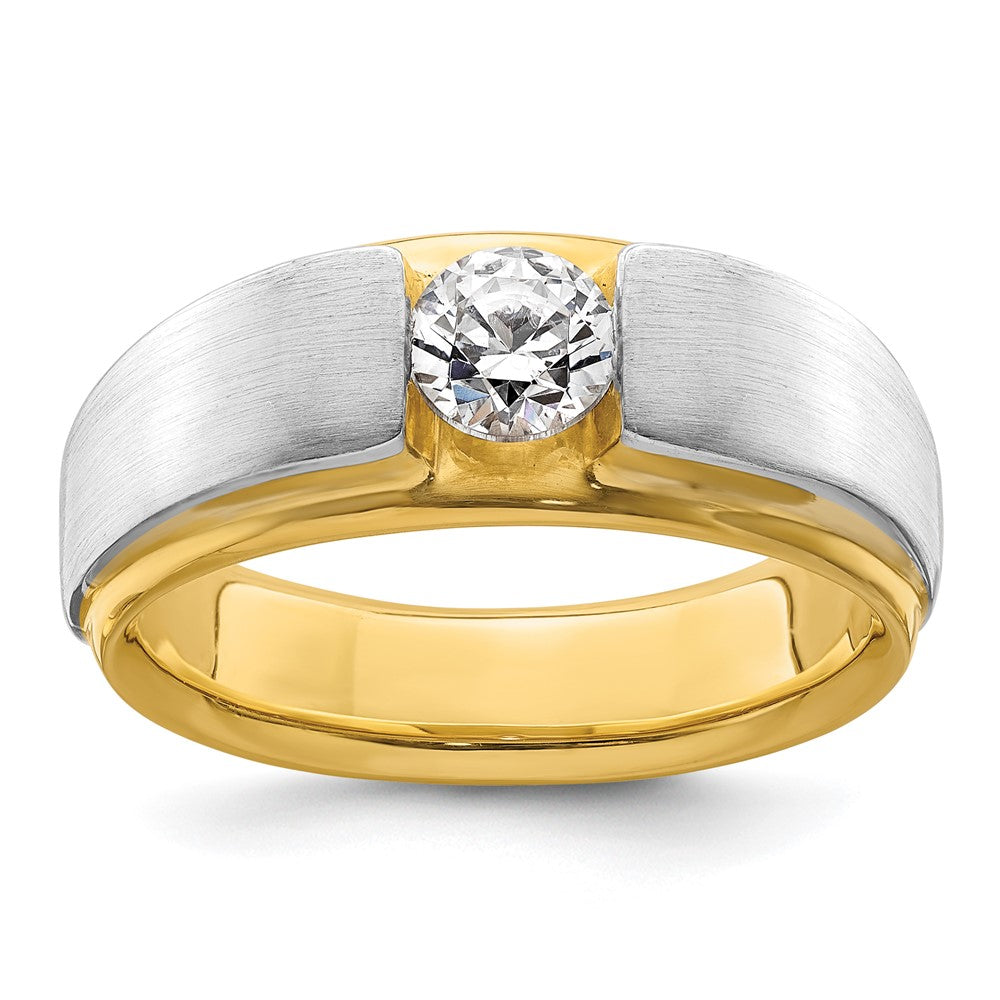 IBGoodman 14k Two-tone 3/4 carat Lab Grown Diamond VS/SI+ G+ Complete Satin Men's Ring