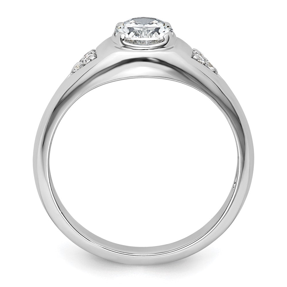 IBGoodman 14k White Gold 1/10 carat Lab Grown Diamond 1 carat Oval Center Semi Mount Men's Ring