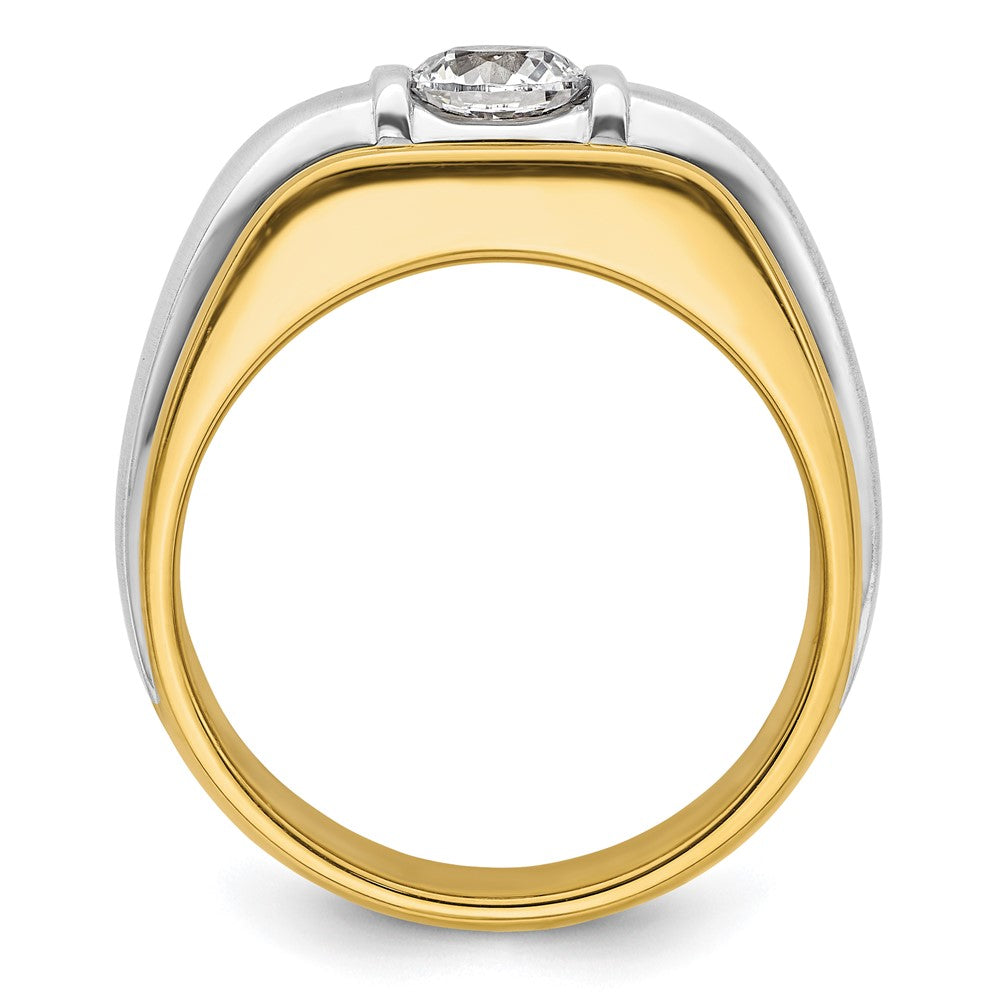 IBGoodman 14k Two-tone 3/4 carat Lab Grown Diamond VS/SI+ G+ Complete Polished and Satin Men's Ring
