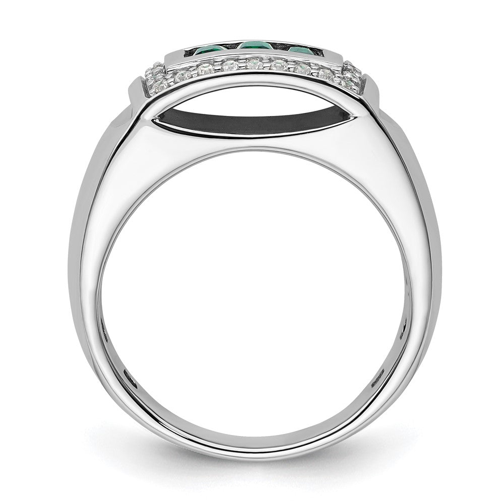 IBGoodman 14k 1/3 carat Lab Grown Diamond VS/SI+ G+ and Created Emerald Complete Men's Ring