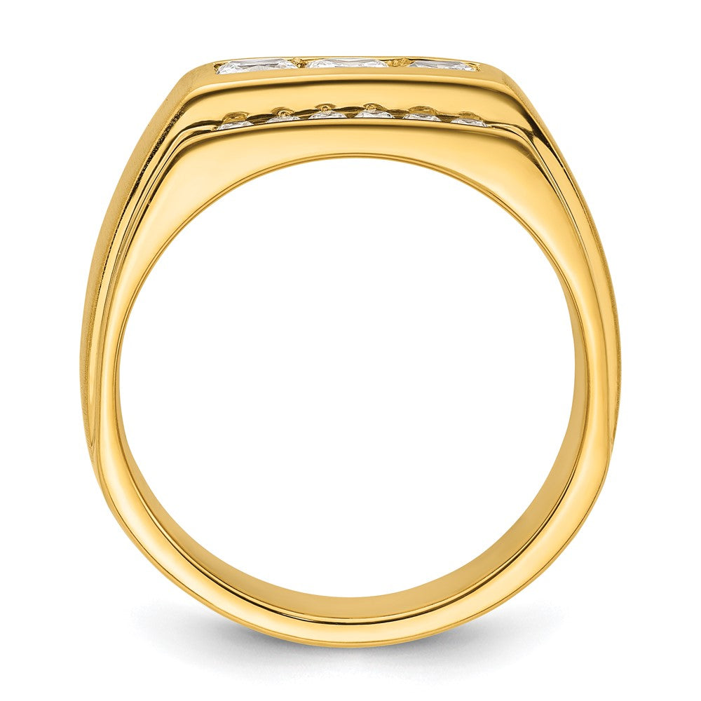 IBGoodman 14k 1 1/8 carat Lab Grown Diamond VS/SI+ G+ Complete Polished and Satin Men's Ring