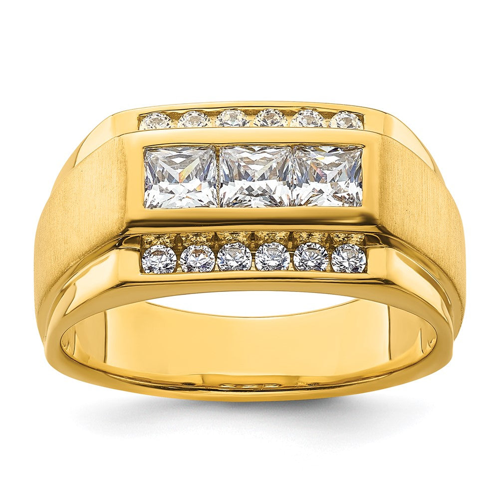 IBGoodman 14k 1 1/8 carat Lab Grown Diamond VS/SI+ G+ Complete Polished and Satin Men's Ring