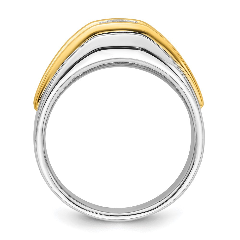 IBGoodman 14k Two-tone 1/2 carat Lab Grown Diamond VS/SI+ G+ Three Stone Complete Men's Ring