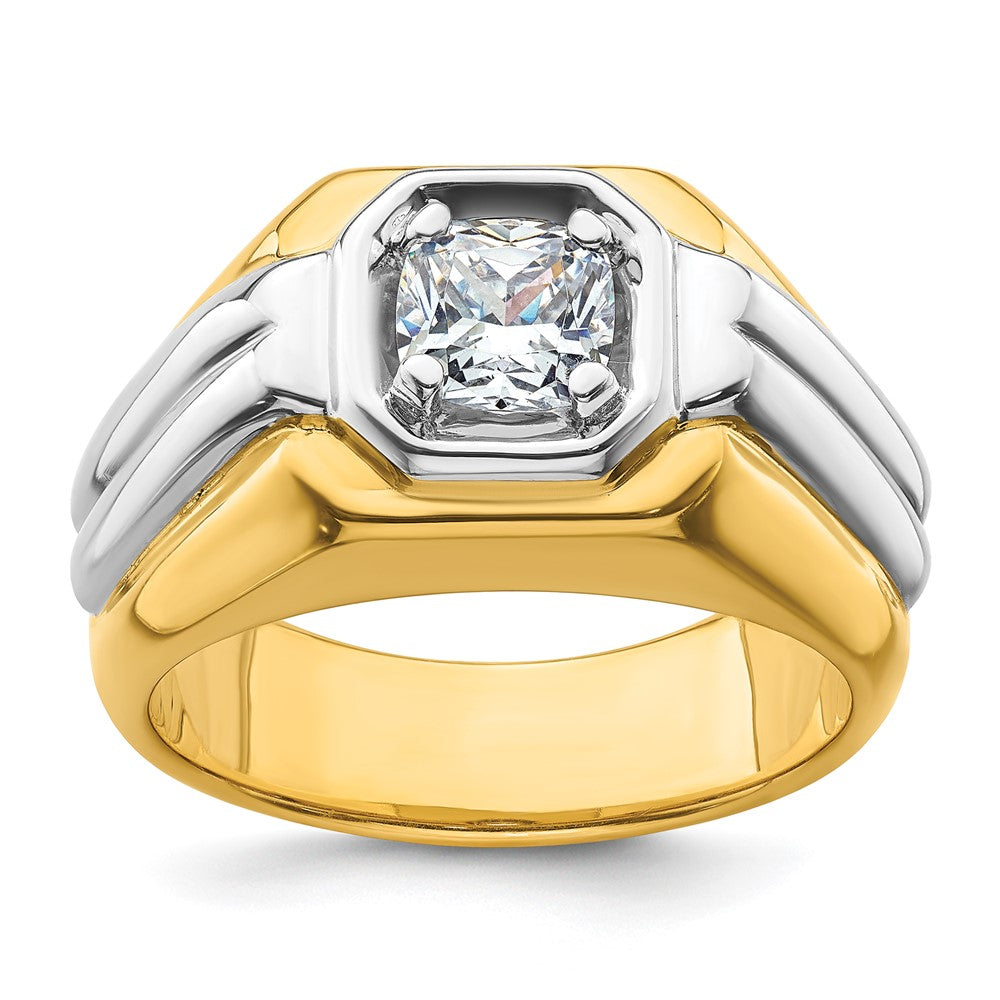 IBGoodman 14k Two-tone 1 carat Lab Grown Diamond VS/SI+ G+ Complete Polished Men's Ring