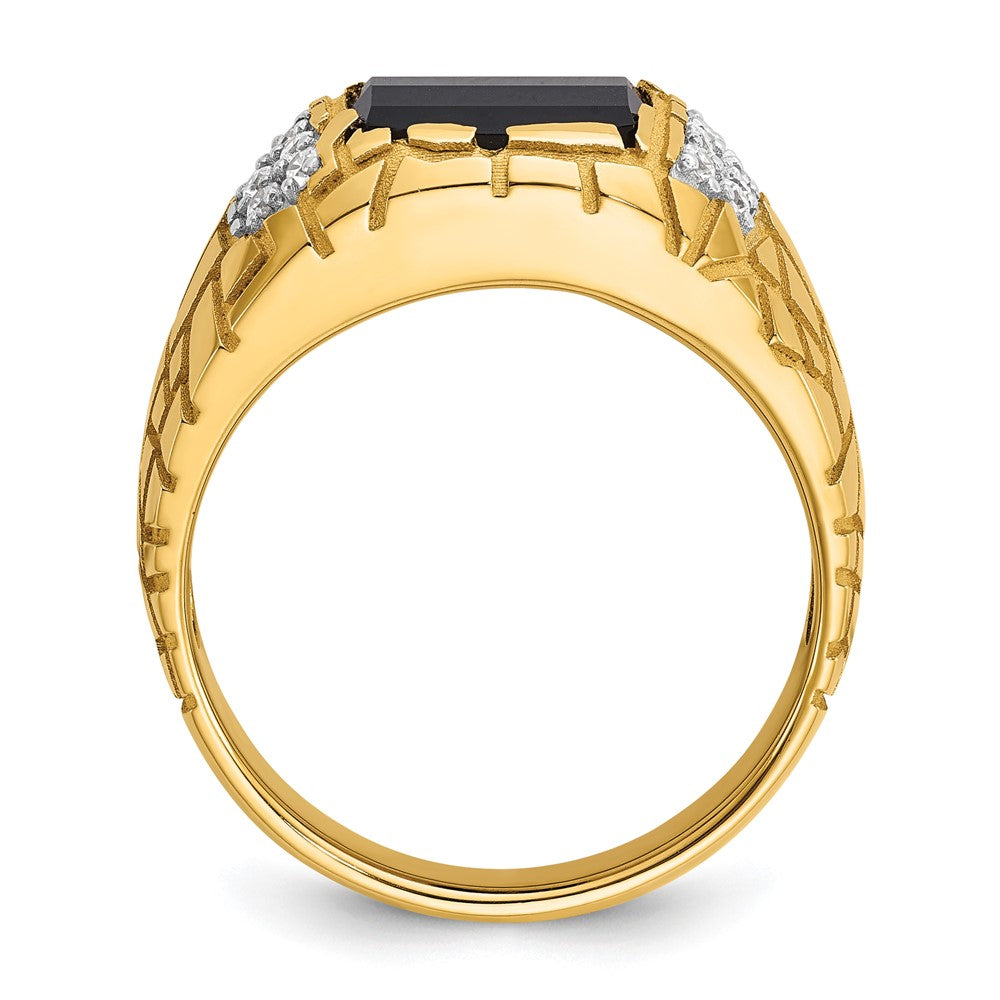 IBGoodman 14k 1/4 carat Lab Grown Diamond VS/SI+ G+ and Onyx Complete Nugget Men's Ring