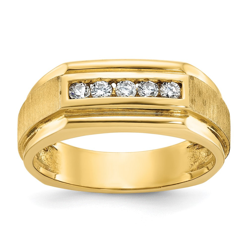 IBGoodman 14k 1/4 carat Lab Grown Diamond VS/SI+ G+ Complete Polished and Satin Five Stone Men's Ring