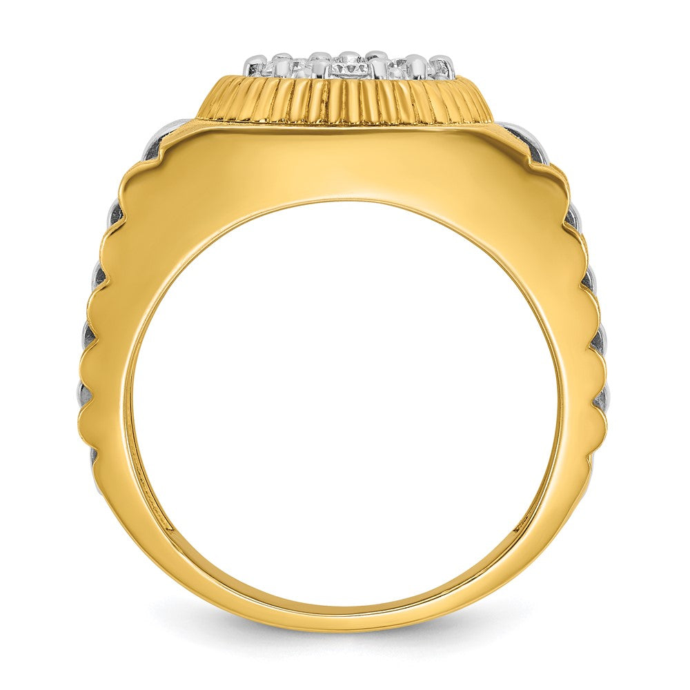 IBGoodman 14k Two-Tone 1/2 carat Lab Grown Diamond VS/SI+ G+ Complete Ribbed Men's Cluster Ring