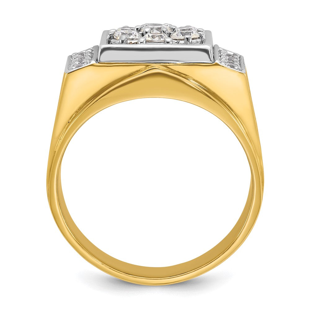 IBGoodman 14k Two Tone 1 carat Lab Grown Diamond VS/SI+ G+ Complete Men's Polished and Satin Cluster Ring