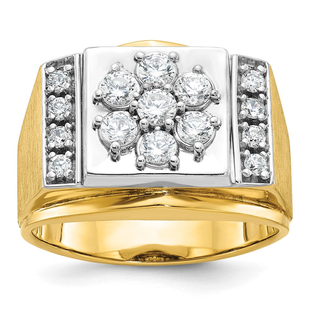 IBGoodman 14k Two Tone 1 carat Lab Grown Diamond VS/SI+ G+ Complete Men's Polished and Satin Cluster Ring
