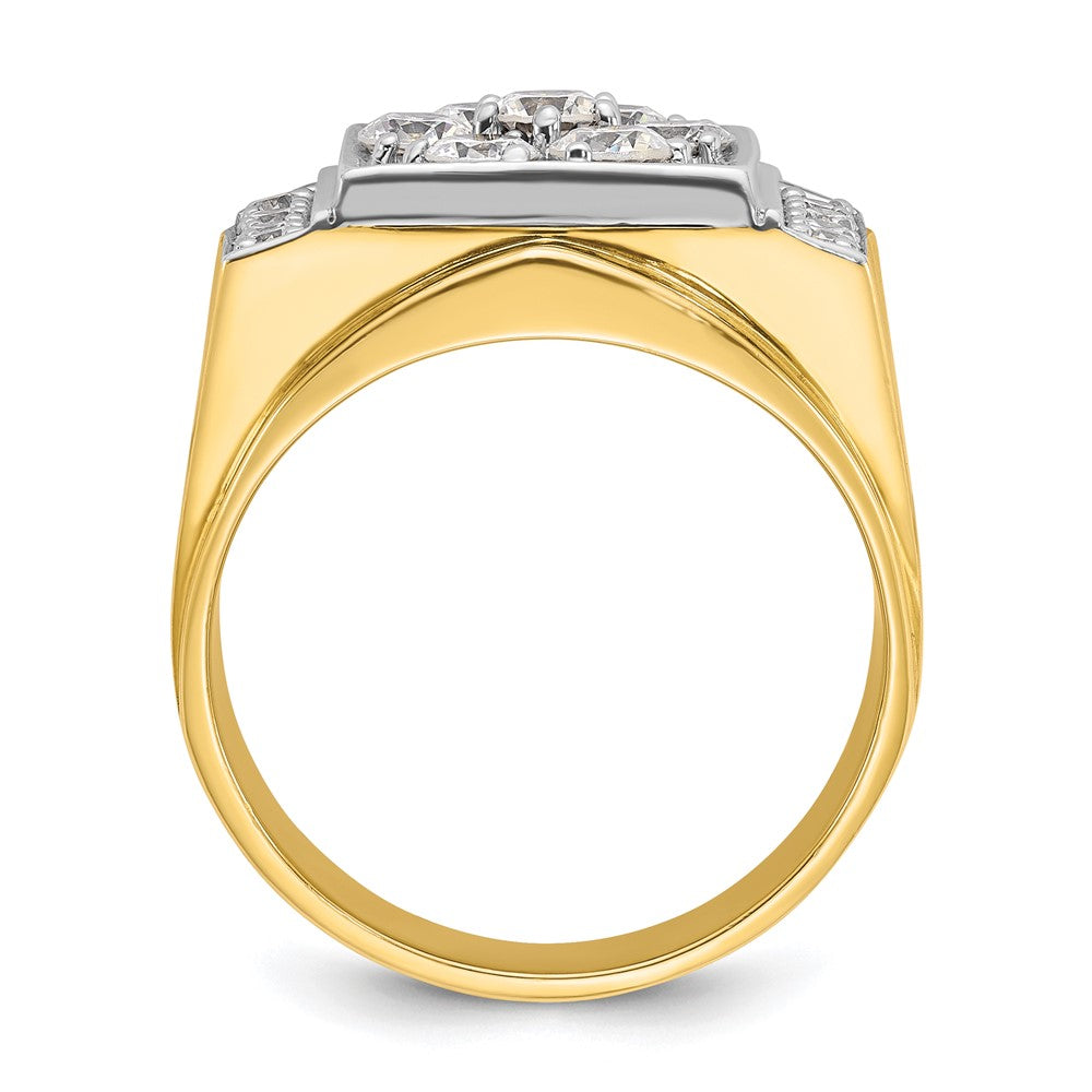 IBGoodman 14k Two Tone 1 1/2 carat Lab Grown Diamond VS/SI+ G+ Complete Men's Polished and Satin Cluster Ring