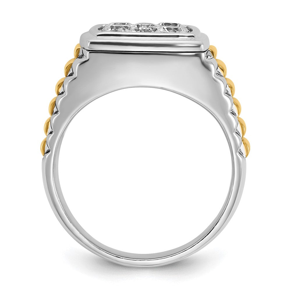 IBGoodman 14k Two Tone 1 carat Lab Grown Diamond VS/SI+ G+ Complete Men's Polished and Satin Cluster Ring