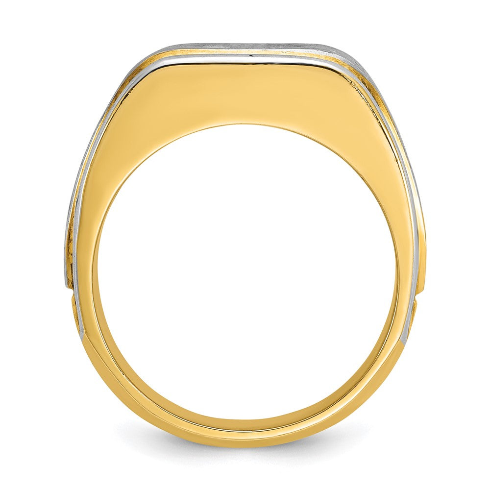 14k Two-tone IBGoodman Men's Polished and Satin Complete Lab Grown VS/SI FG