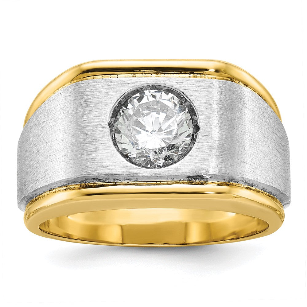 14k Two-tone IBGoodman Men's Polished and Satin Complete Lab Grown VS/SI FG