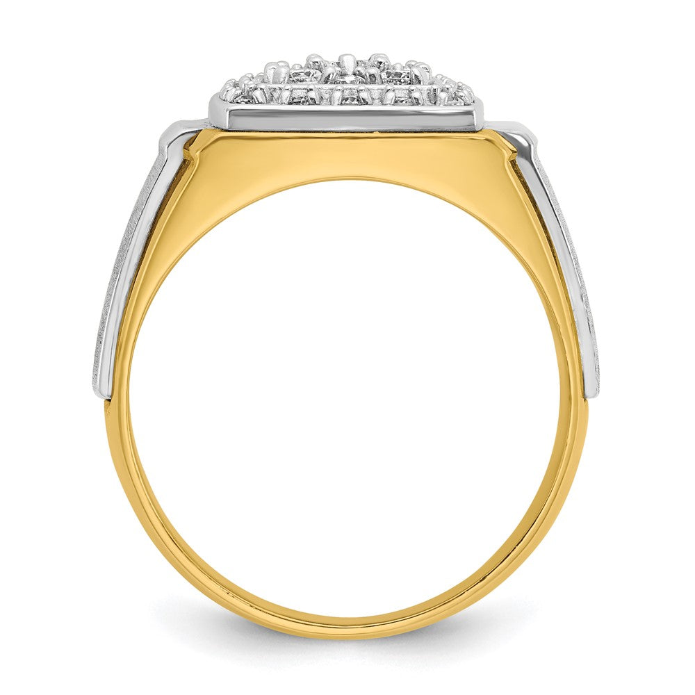 IBGoodman 14k Two Tone 1/2 carat Lab Grown Diamond VS/SI+ G+ Complete Polished and Satin Cluster Ring