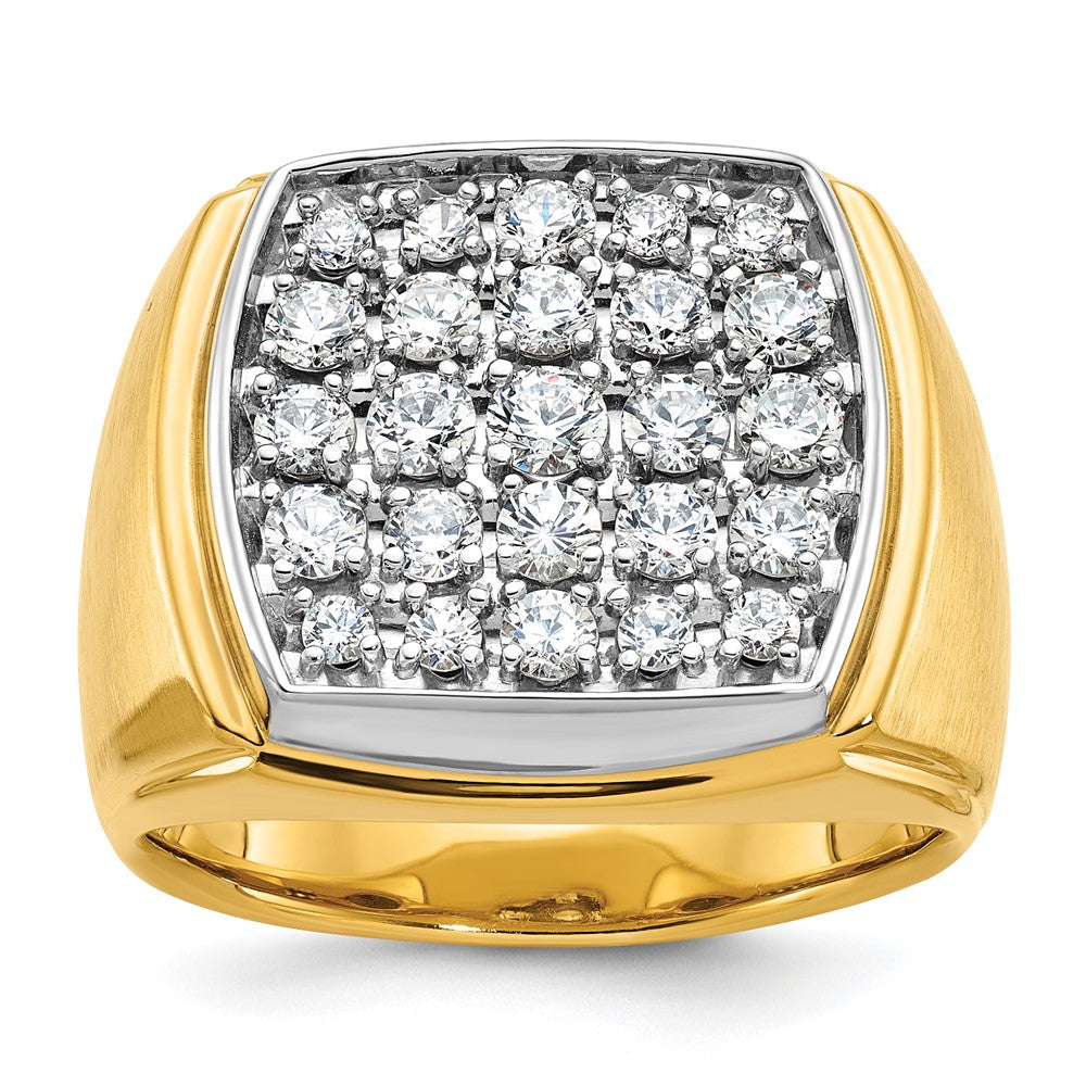 IBGoodman 14k Two Tone 1 1/2 carat Lab Grown Diamond VS/SI+ G+ Complete Men's Polished and Satin Cluster Ring