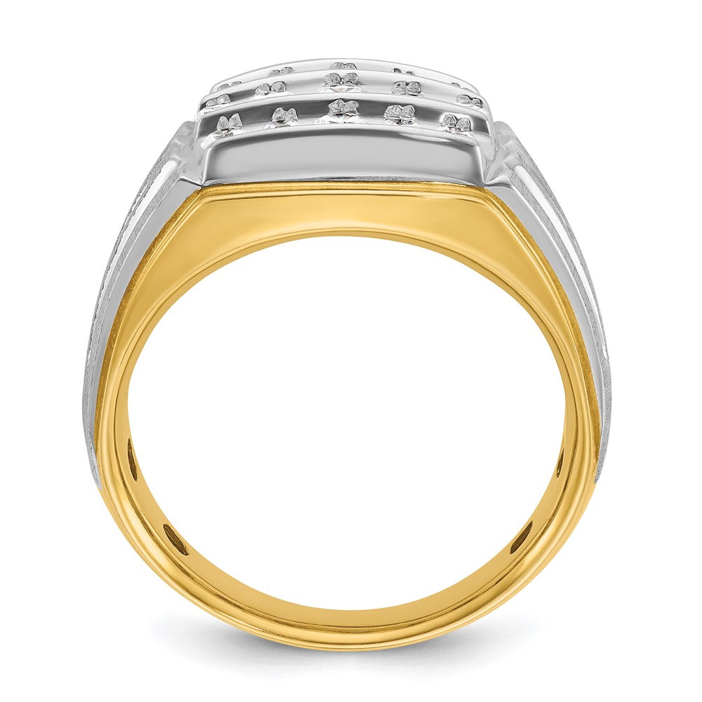 IBGoodman 14k Two Tone 1 carat Lab Grown Diamond VS/SI+ G+ Complete Men's Polished and Satin Cluster Ring