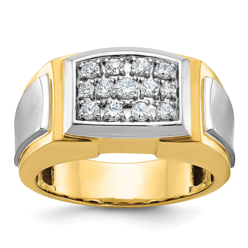 IBGoodman 14k with White Rhodium Men's Polished and Satin 1/2 Carat Lab Grown Diamond Cluster Ring