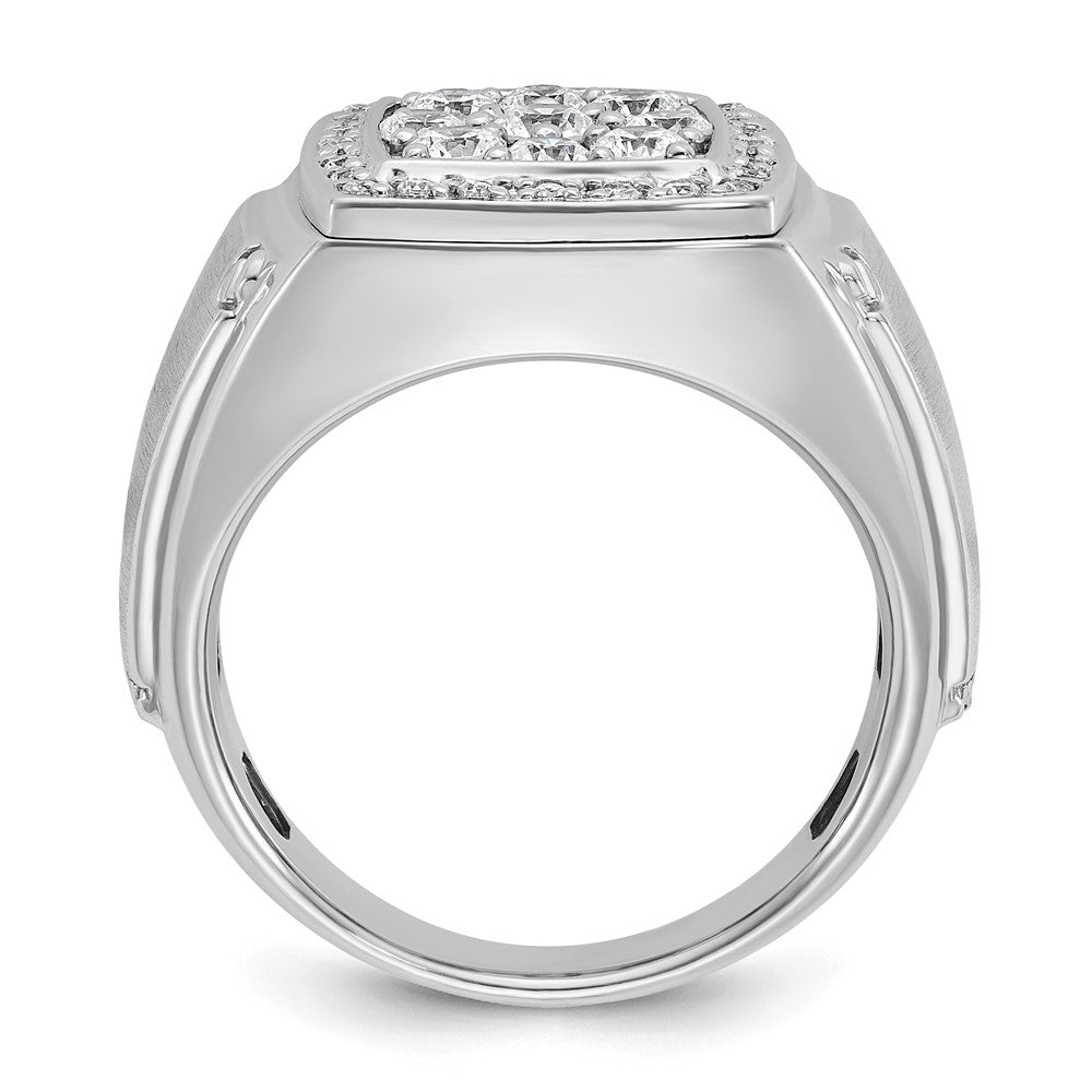 IBGoodman 14k White Gold 1 carat Lab Grown Diamond VS/SI+ G+ Complete Men's Polished and Satin Cluster Ring