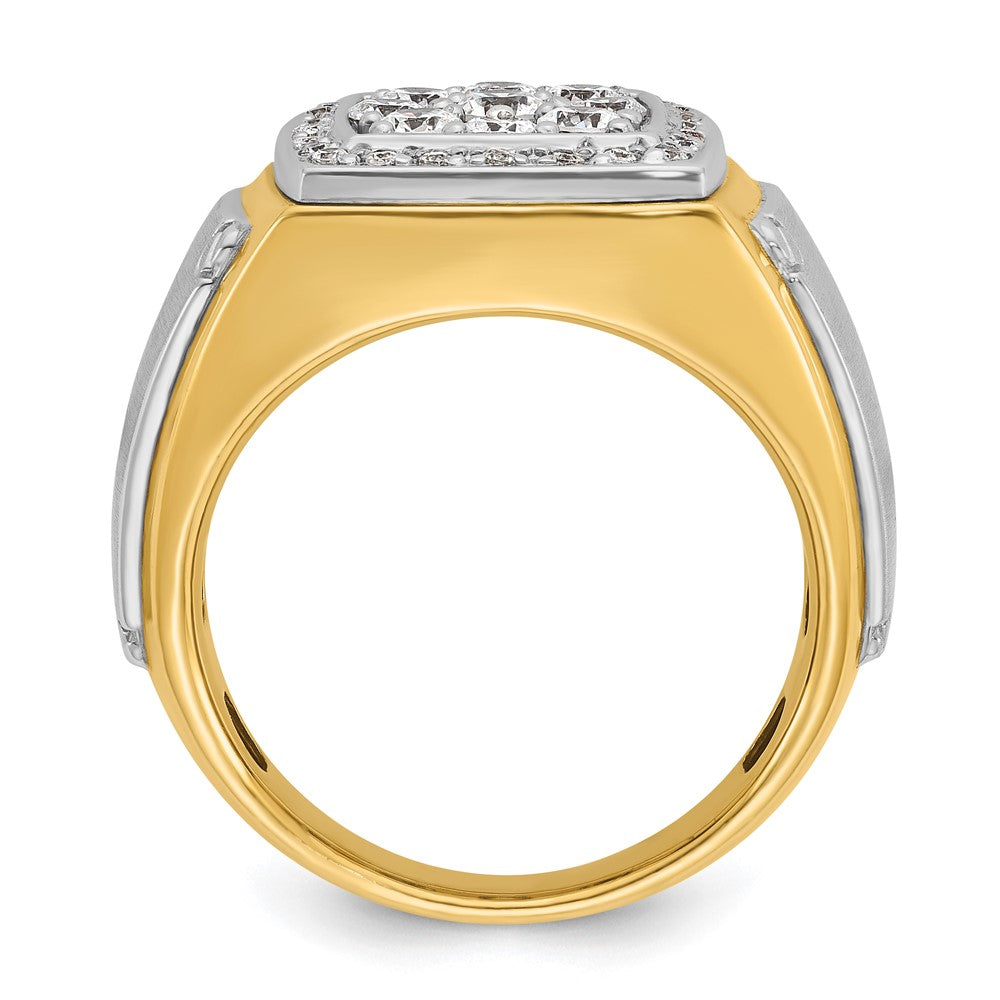 IBGoodman 14k Two Tone 1 carat Lab Grown Diamond VS/SI+ G+ Complete Men's Polished and Satin Cluster Ring