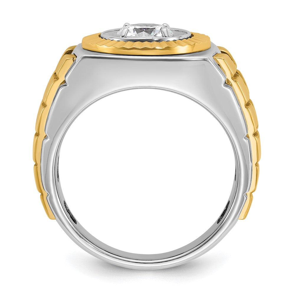 IBGoodman 14k Two-tone Men's Polished and Textured Lab Grown Diamond Ring