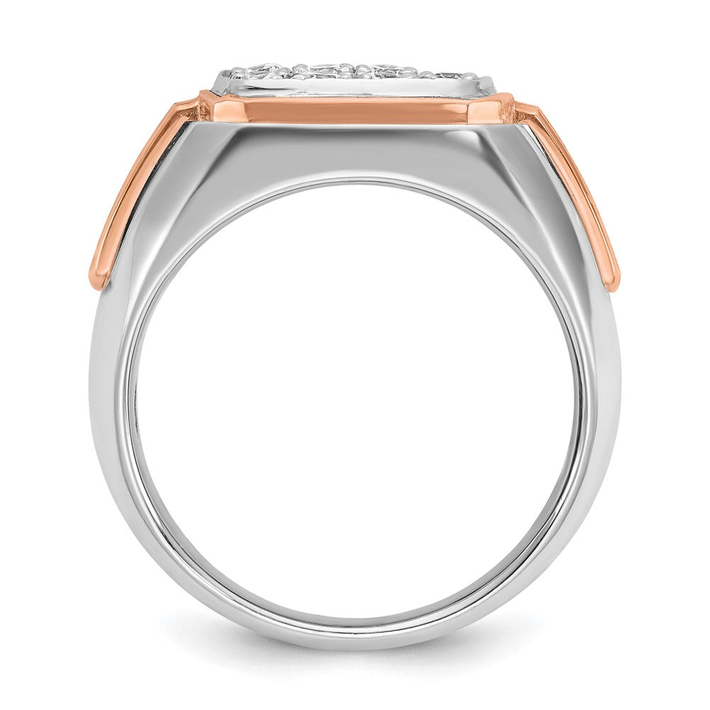 IBGoodman 14k Two Tone Rose and White Gold 1 carat Lab Grown Diamond VS/SI+ G+ Complete Cluster Men's Ring