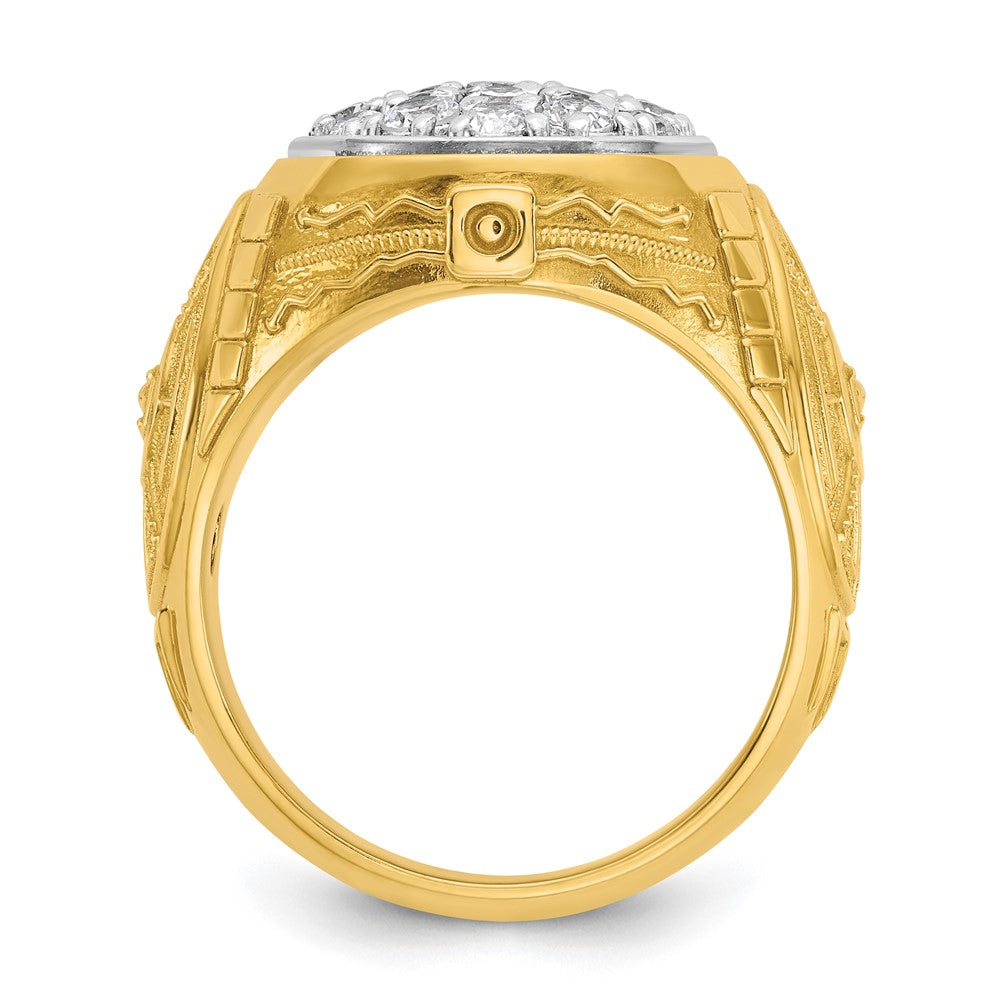 IBGoodman 14k Two-Tone 1 5/8 carat Lab Grown Diamond VS/SI+ G+ Complete Oval Men's Cluster Ring