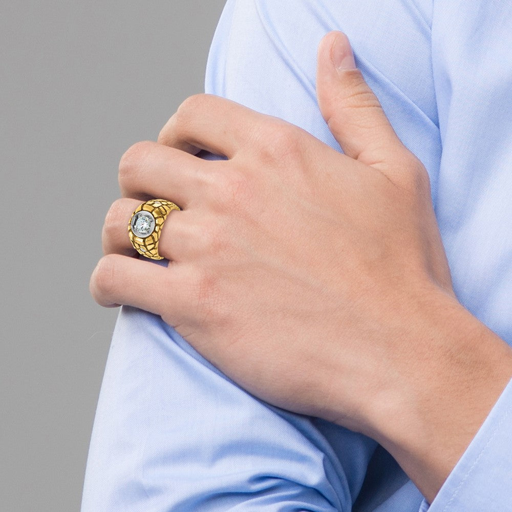 14k Two-tone IBGoodman Men's Complete Lab Grown VS/SI FGH Dia Nugget Ring