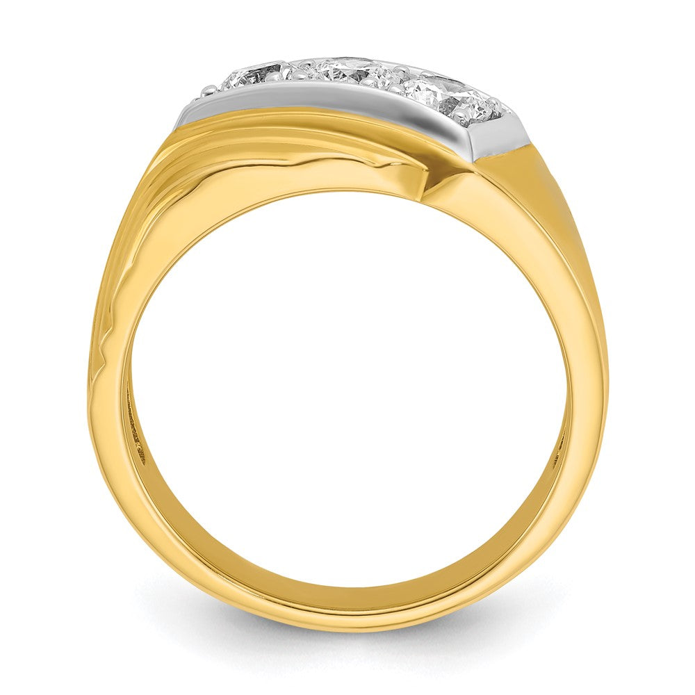 IBGoodman 14k with White Rhodium 1 carat Lab Grown Diamond VS/SI+ G+ Complete Polished and Grooved Three Stone Men's Ring