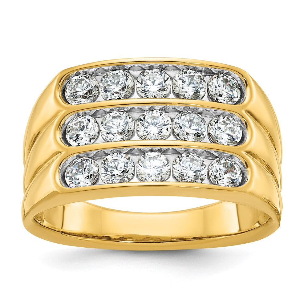 IBGoodman 14k with White Rhodium 2 carat Lab Grown Diamond VS/SI+ G+ Complete Three Row Men's Ring
