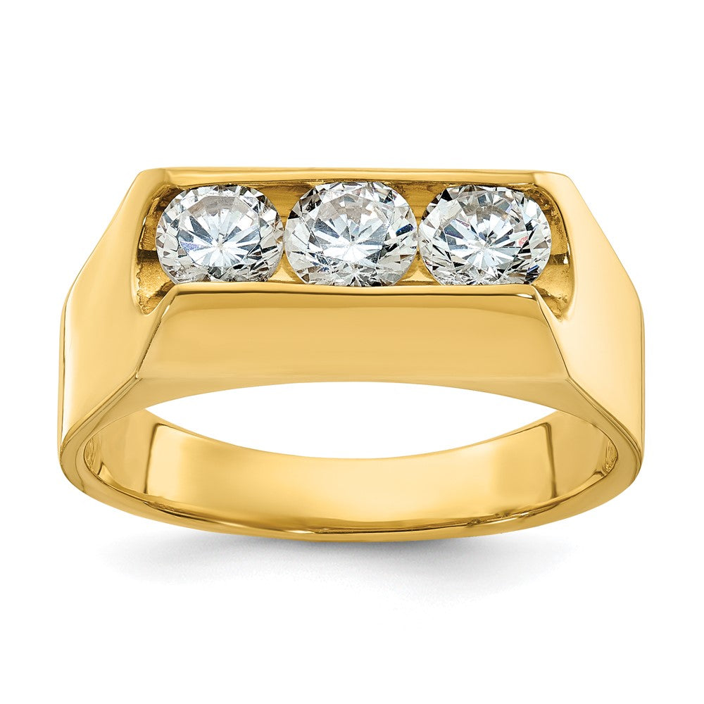 IBGoodman 14k 1 carat Lab Grown Diamond VS/SI+ G+ Complete Three Stone Men's Ring