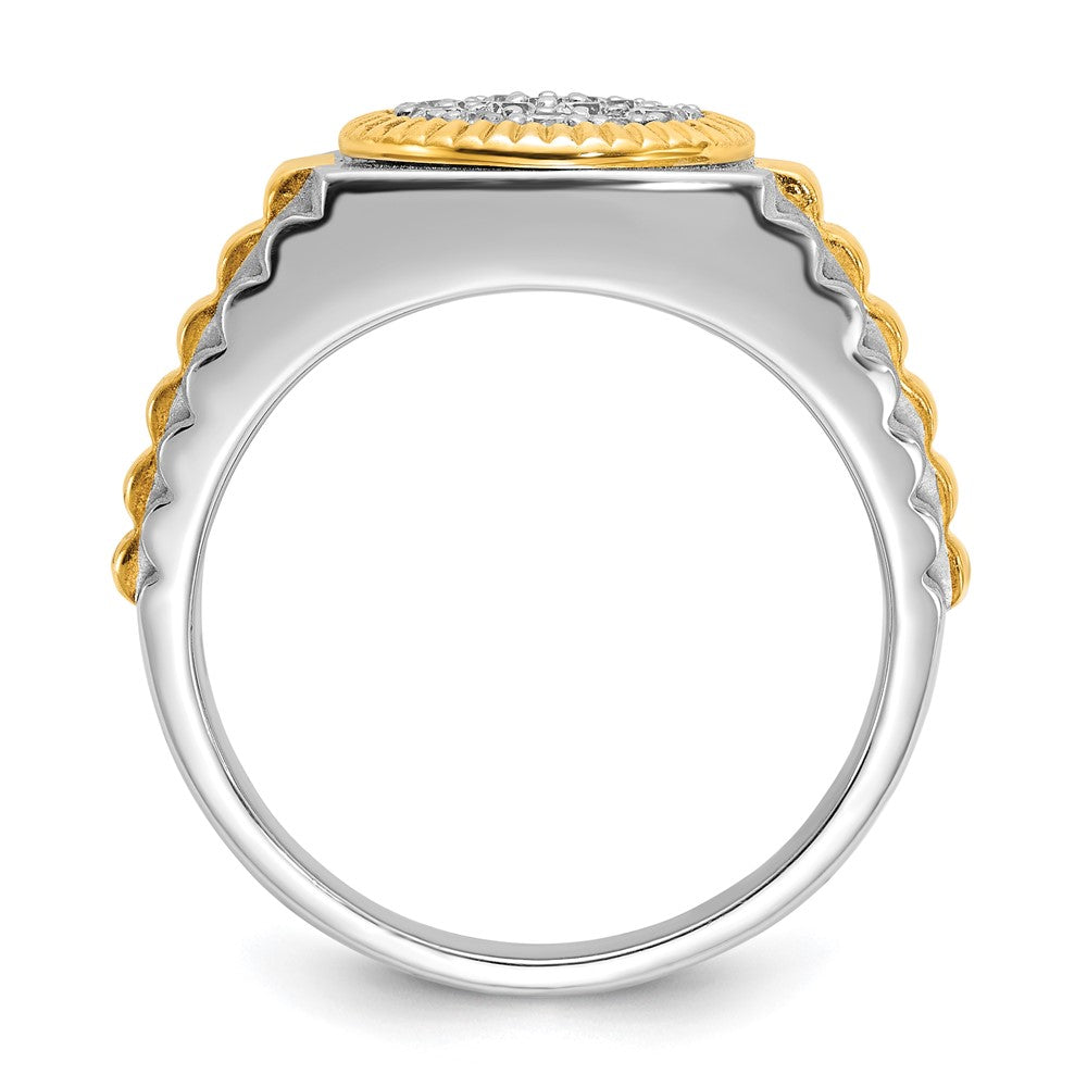 IBGoodman 14k Two-Tone 1/2 carat Lab Grown Diamond VS/SI+ G+ Complete Ribbed Men's Cluster Ring