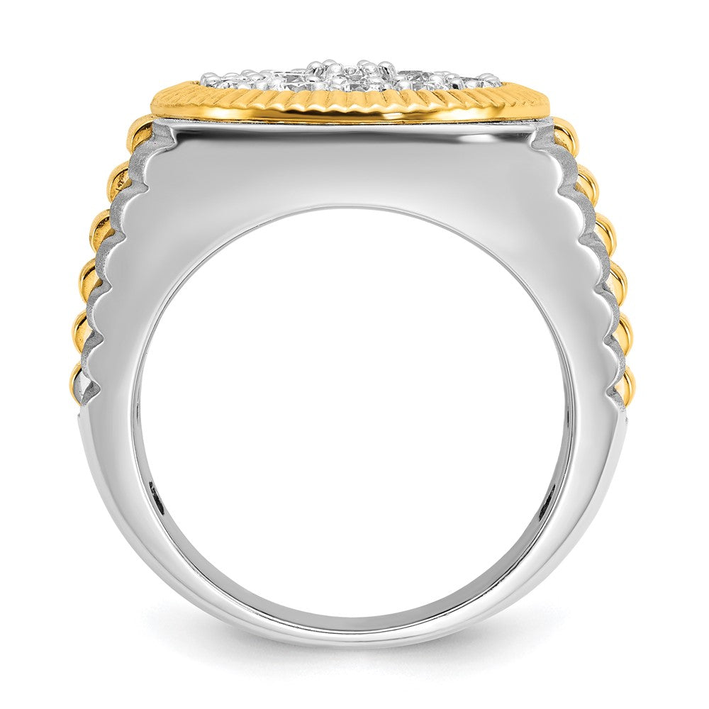IBGoodman 14k Two-Tone 2 carat Lab Grown Diamond VS/SI+ G+ Complete Ribbed Men's Cluster Ring