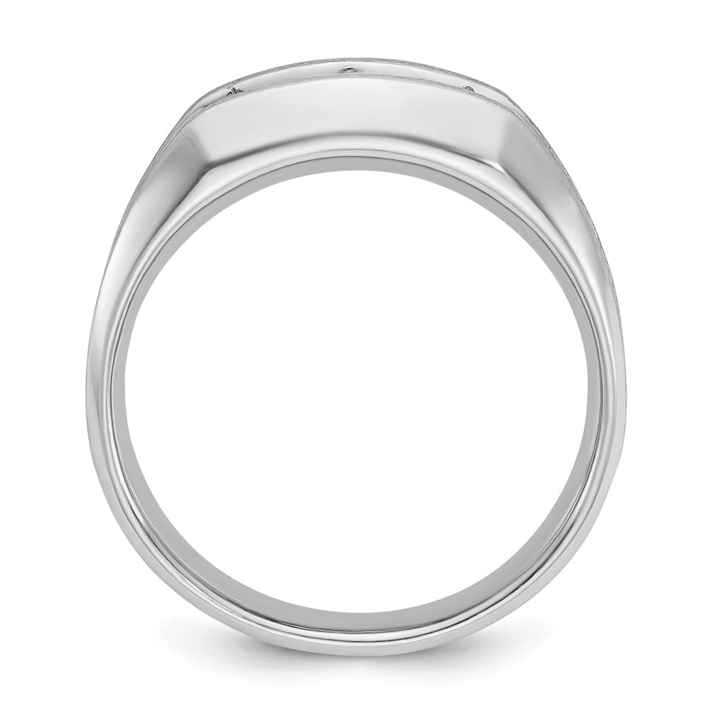 IBGoodman 14k White Gold 1/2 carat Lab Grown Diamond VS/SI+ G+ Three Stone Complete Polished and Satin Men's Ring