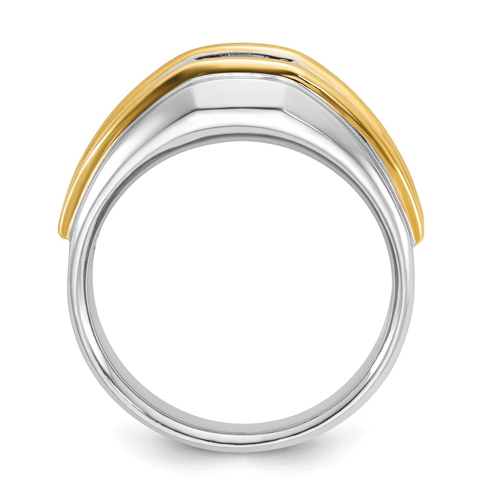 IBGoodman 14k Two-tone Men's Polished 1/2 Carat Lab Grown Diamond Solitaire Ring
