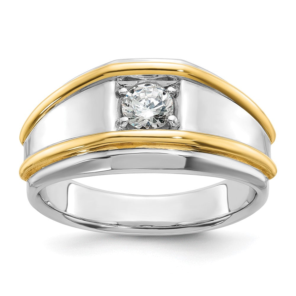 IBGoodman 14k Two-tone Men's Polished 1/2 Carat Lab Grown Diamond Solitaire Ring