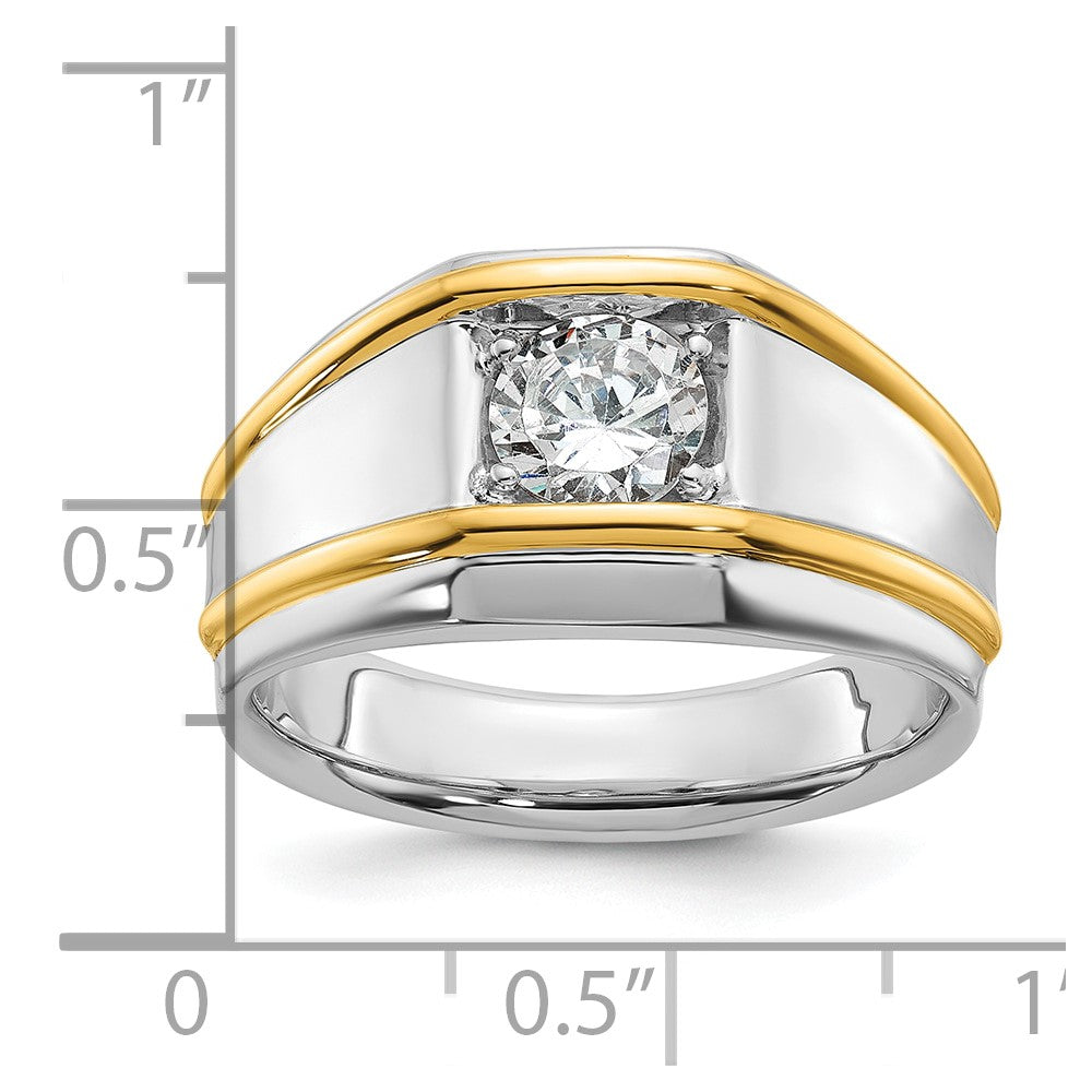 IBGoodman 14k Two-tone Men's Polished 1 Carat Lab Grown Diamond Solitaire Ring