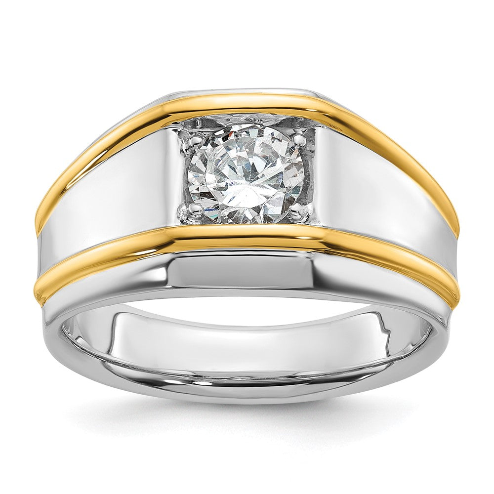 IBGoodman 14k Two-tone Men's Polished 1 Carat Lab Grown Diamond Solitaire Ring