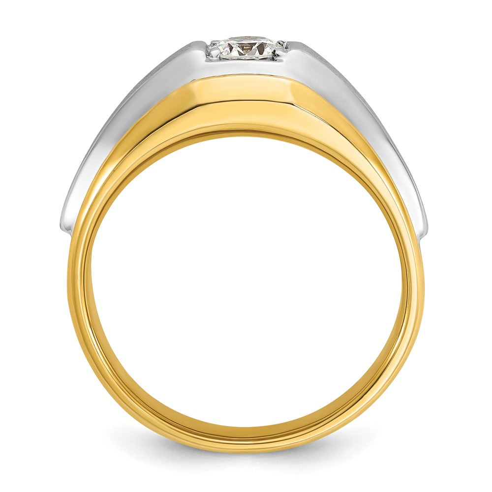 14k Two-tone IBGoodman Men's Polished and Satin Complete Lab Grown VS/SI FG