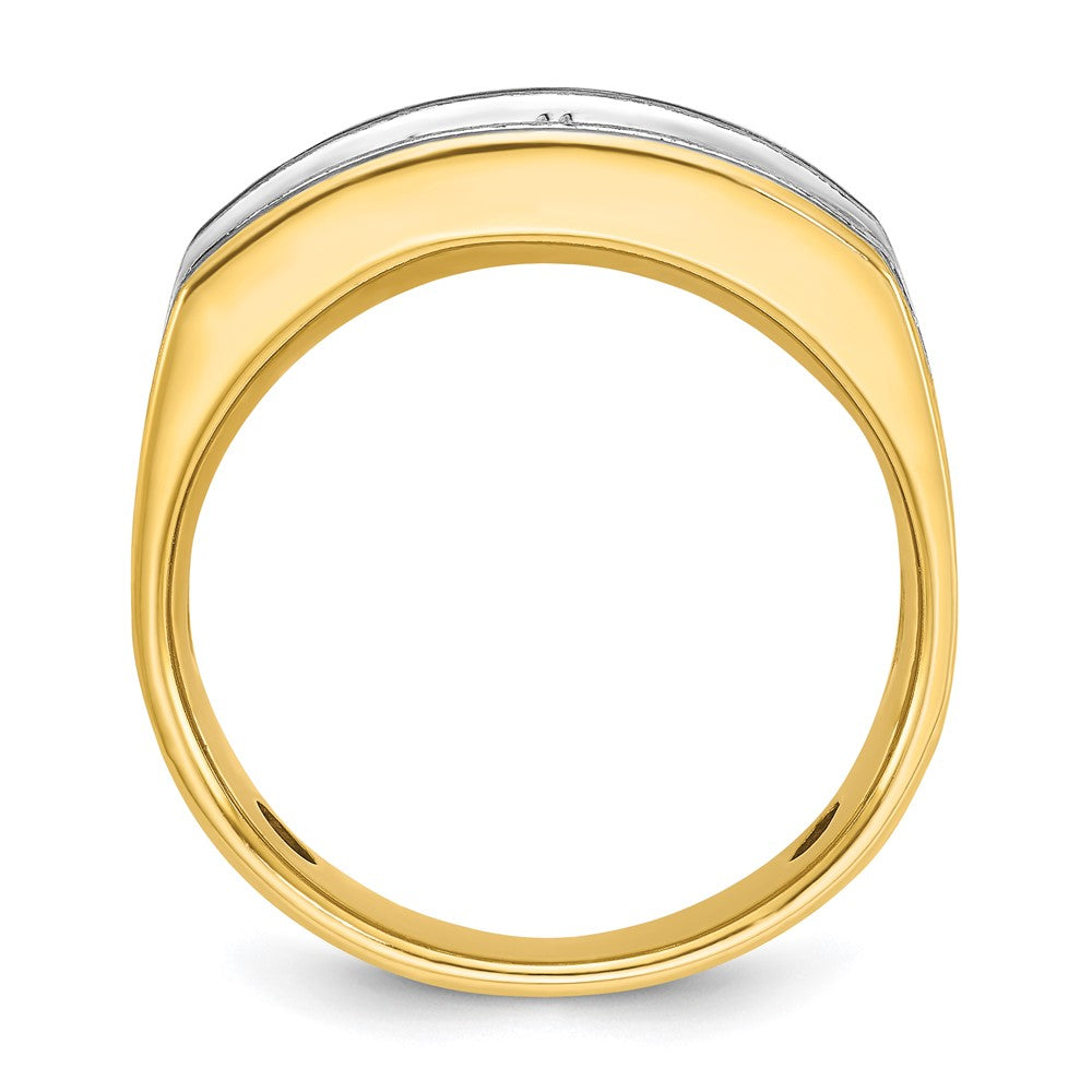 IBGoodman 14k Two-tone with Black Rhodium 1 carat Lab Grown Diamond VS/SI+ G+ Five Stone Complete Men's Ring